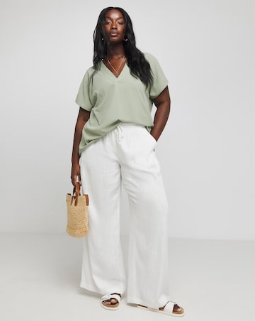 Simply Be Sage Green V Neck Short Sleeve Boxy Blouse