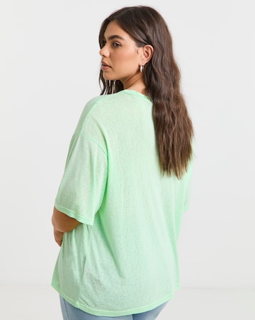 Green Slub Texture Slouchy T-Shirt