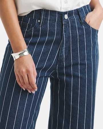 Simply Be Striped Blue Wide Leg Jeans