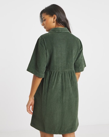 Khaki Cord Boxy Mini Dress