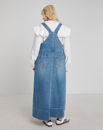 Simply Be Light Mid Blue Denim Dungaree Dress