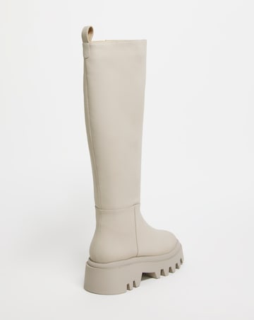 Ronda Chunky Cleated Knee High Boots Ex Wide Fit Standard Calf