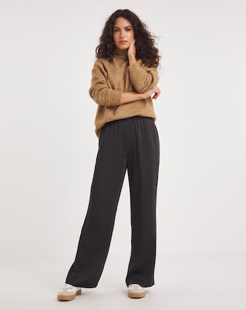 Black Satin Wide Leg Trousers