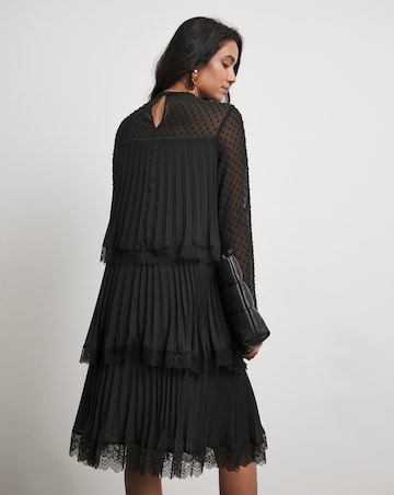 Joanna Hope Tiered Shift Dress With Lace Trim