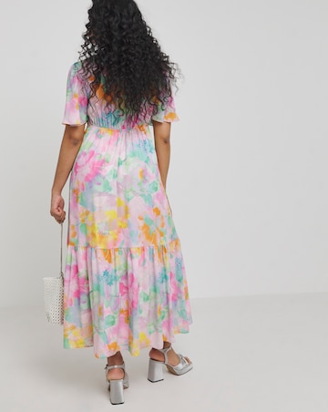 Twisted Wunder Pastel Flower Ciffon Frill Hem Maxi Dress
