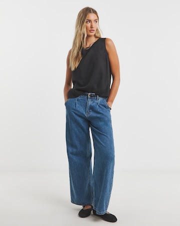 Simply Be Black Linen Mix Vest Top