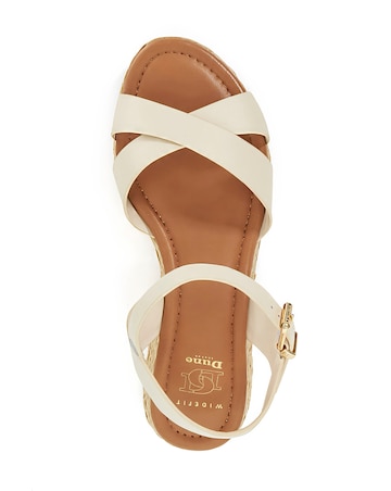 Dune Littleton Leather Woven Flatform Sandals Wide Fit