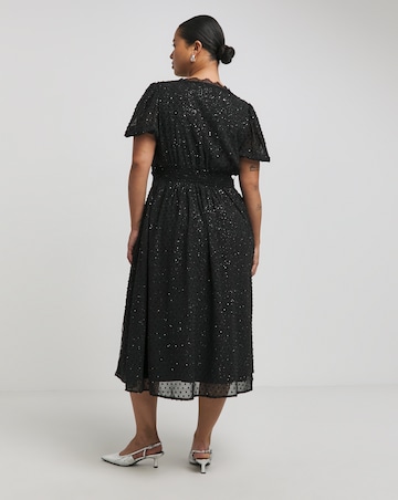 Lovedrobe Black Lace Trim Midi Dress