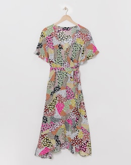 Simply Be Multi Print Crinkle Wrap Midi Dress