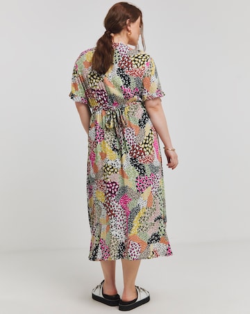 Simply Be Multi Print Crinkle Wrap Midi Dress
