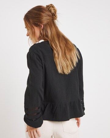 Simply Be Black Cheesecloth Cutwork Blouse
