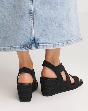 Kelly Elastic Cross Strap Wedge Espadrille Sandals Wide E Fit