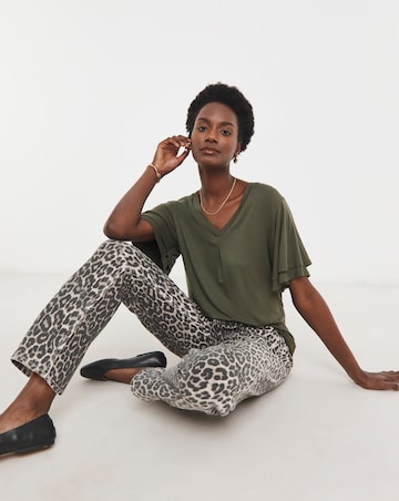 Double Angel Sleeve V Neck Top