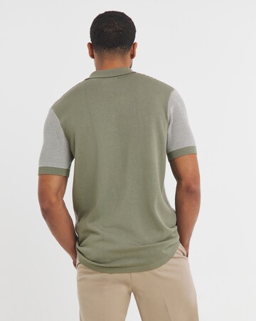 Green Textured Knit Cuban Collar Shirt