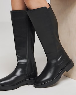 Perry Stretch Back Flat Knee High Boots - Extra Wide Fit (EEE) &amp; Curvy Plus Calf