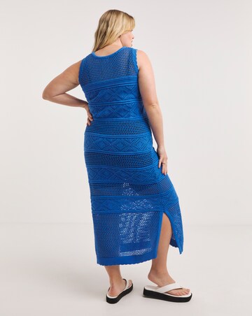 Simply Be Blue Crochet Midaxi Dress