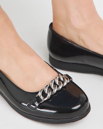Heavenly Soles Marilyn Chain Trim Ballerina - Wide Fit (E)