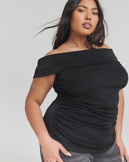 Simply Be Black Slinky Bardot Top