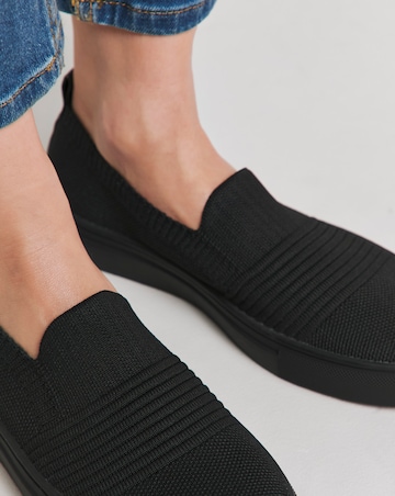 Felicity Stretch Textile Slip On Trainers - Wide Fit (E)