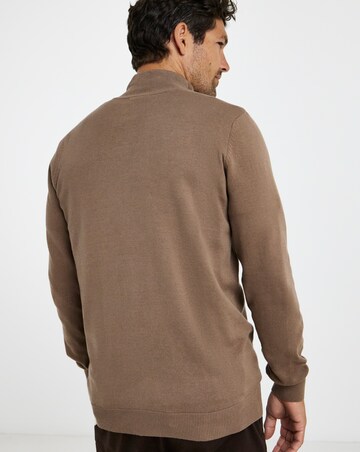 Stone Zip Through Funnel Neck Cardigan