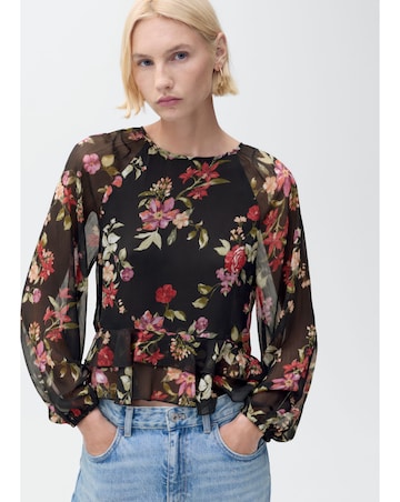 Mango Floral Ruffled Blouse