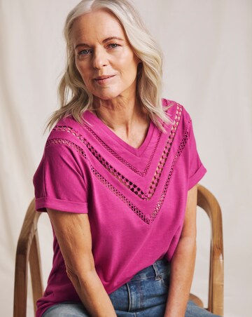 Julipa Pure Cotton Lace Trim T-Shirt