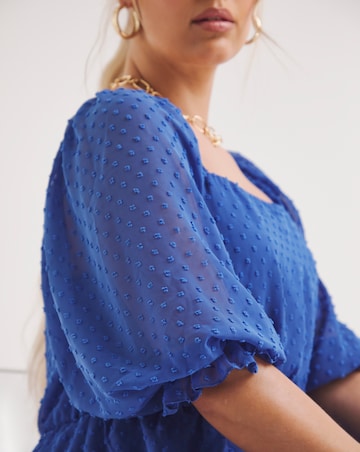 Cobalt Square Neck Dobby Skater Dress