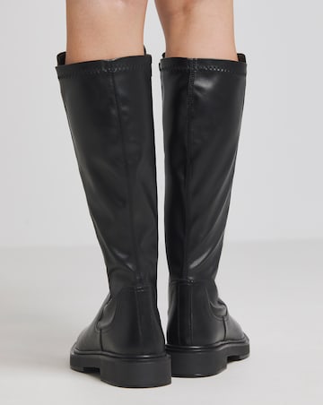 Perry Stretch Back Flat Knee High Boots - Extra Wide Fit (EEE) & Curvy Plus Calf