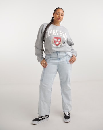 Grey Marl Harvard Varsity License Regular Fit Sweatshirt