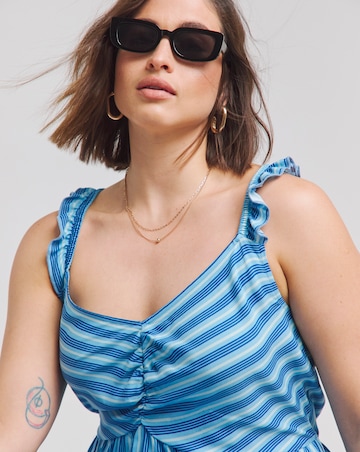 Simply Be Stripe Print Frill Strap Midi Dress