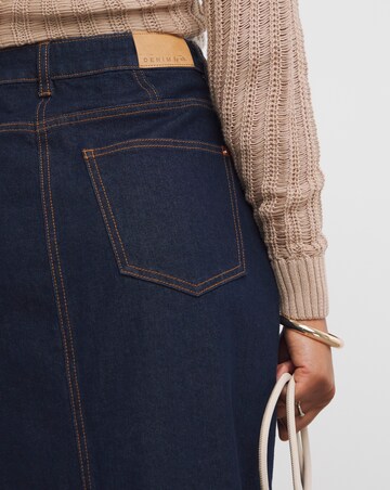 Indigo Contrast Stitch Maxi Skirt