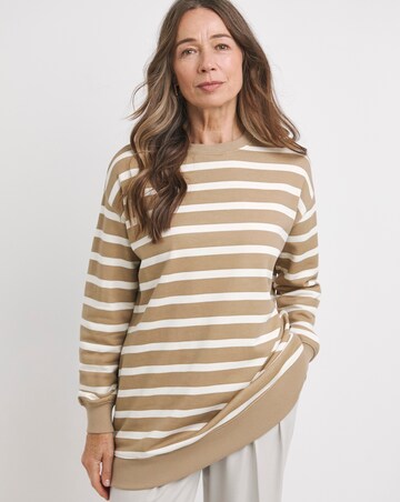 Stripe Side Zip Longline Sweatshirt