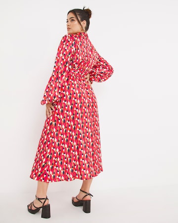 Little Mistress Geometric Satin Wrap Dress