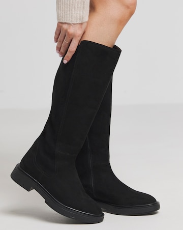 Perry Stretch Back Panel Flat Knee High Boots - Wide Fit (E) & Standard Calf