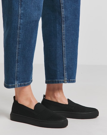 Felicity Stretch Textile Slip On Trainers - Wide Fit (E)