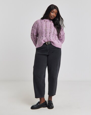 Lilac Cable Ladder Stitch Distressed Jumper