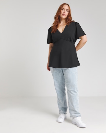 Black V Neck Tea Blouse
