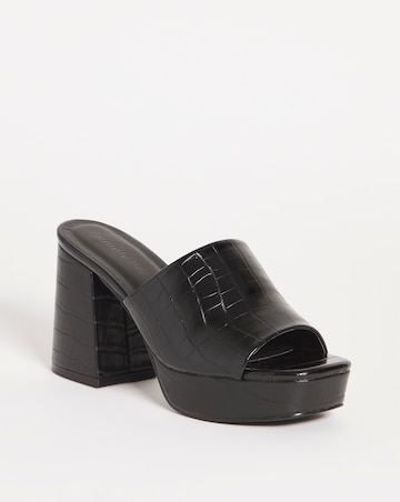 Parla Mule Heeled Platform Sandals Ex Wide Fit