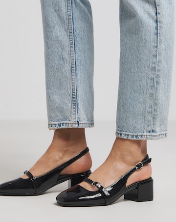 Heavenly Soles Analise Block Heel Slingback Mary Jane - Wide Fit (E)