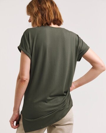 Foiled Short Sleeve Longline Top