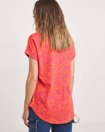 Longline Short Sleeve Curved Hem Top