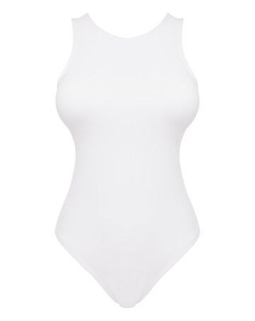 Simply Be White Basic Racer Neck Bodysuit