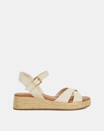 Dune Littleton Leather Woven Flatform Sandals Wide Fit