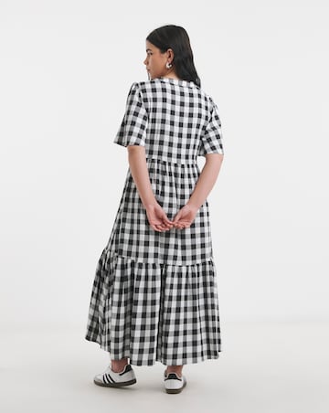 Simply Be Mono Check Gingham Button Up Midi Dress
