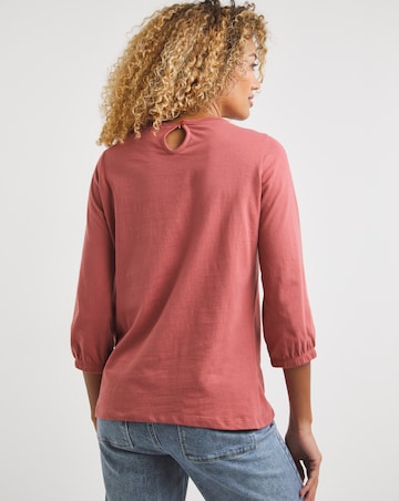 Rosewood Short Sleeve Embroidered Insert Ladder Trim Cotton Top