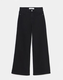 Black Cosy Finish Wide Leg Jeans