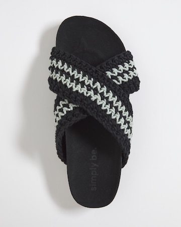 Ines Crochet Crossover Footbed Sandals - Wide Fit (E)
