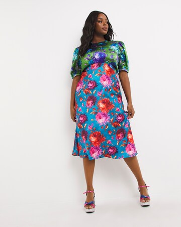 Hope & Ivy Mixed Print Satin Tea Dress