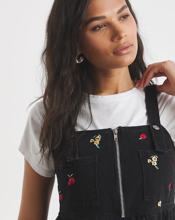 Floral Embroidered Midaxi Pinafore Dress