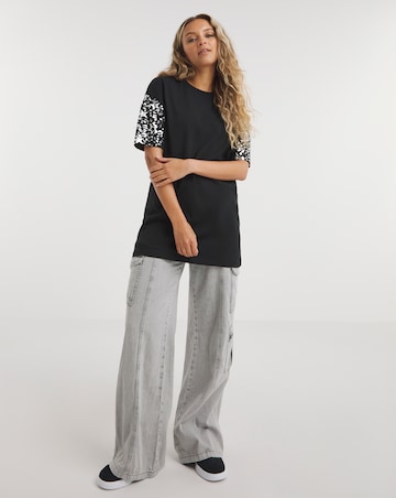 Star Foil Print Oversized Tee